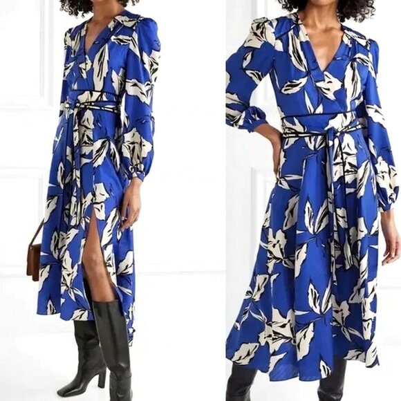 Veronica Beard Mclean Silk Blend Faux Wrap Midi Dress - Picture 2 of 8